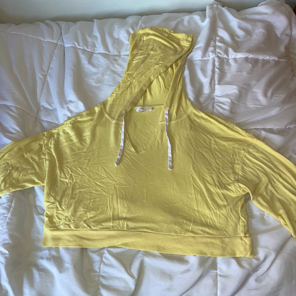 Colsie Yellow Cropped Hoodie